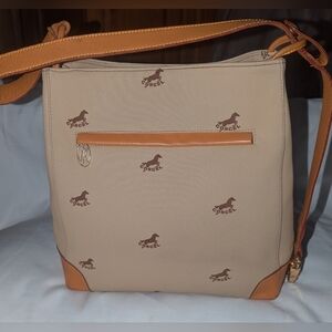 Vintage Corcel Equestrian Beige and Tan Shoulder Bag